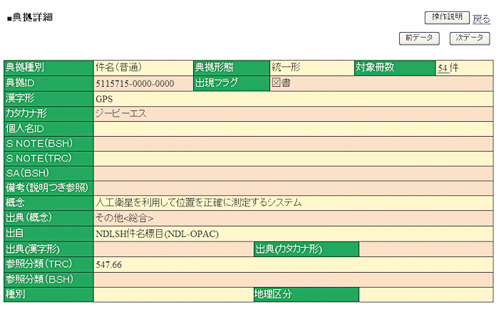 ◇典拠検索画面